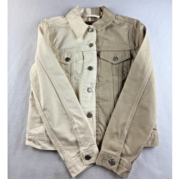 Levi's Jackets & Blazers - Levi's Women's Small Color Block Trucker Jean Jacket Beige Unique Style Boho